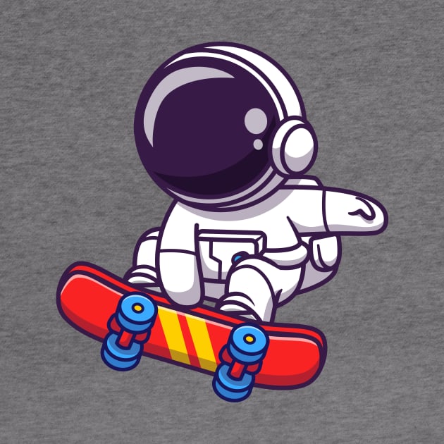 Cute Astronaut Playing Skateboard Cartoon by Catalyst Labs